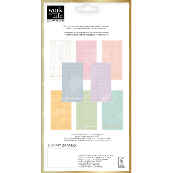 Work + Life Bright Pastels + Foil - 8 Sheet Sticker Sheets