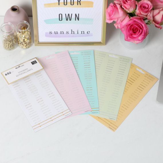 Work + Life Bright Pastels + Foil - 8 Sheet Sticker Sheets