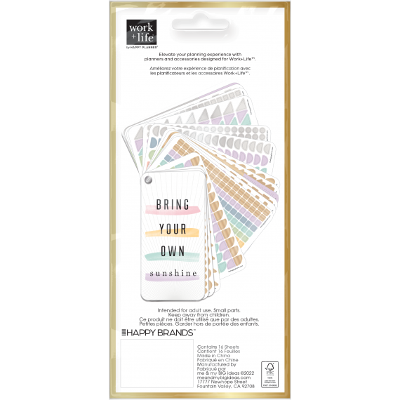 Work + Life Bright Pastels Fan Sticker Book - 16 Sheets