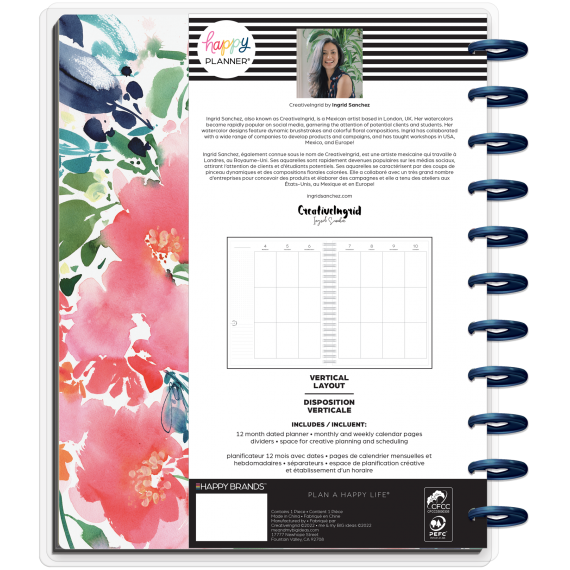 Feilvare - Ingrid Blooms - Big Vertical Happy Planner - 12 Months