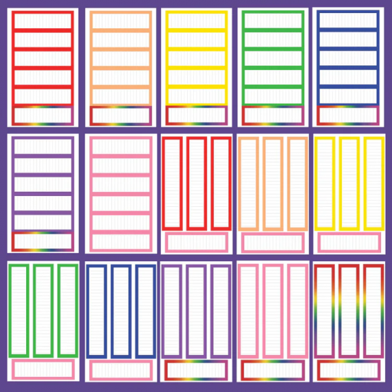 Rainbow Journaling Boxes Sticker Book - Mojo JojoPlans